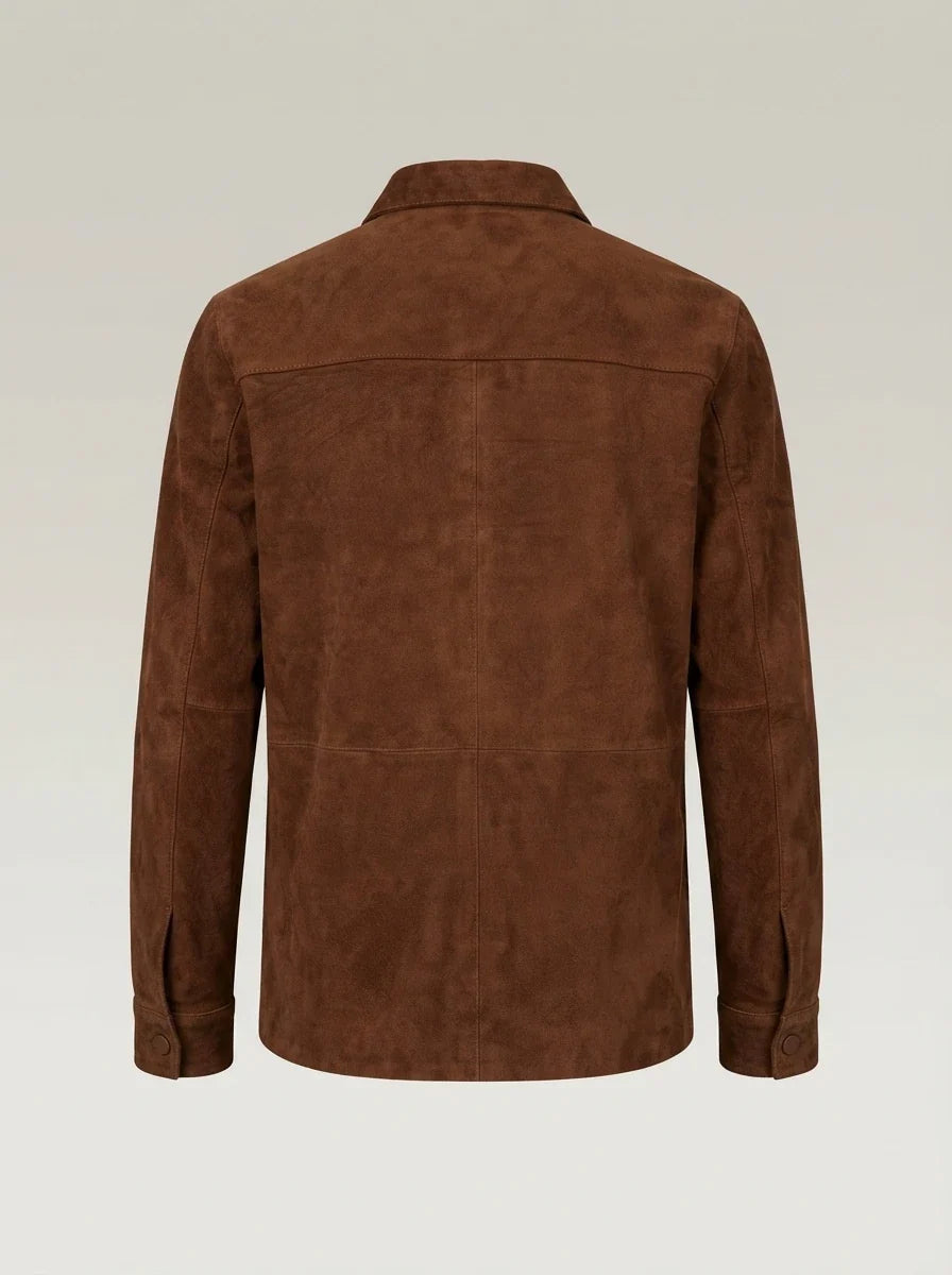 Sowachi Men’s Brown Goatskin Suede Leather Shirt