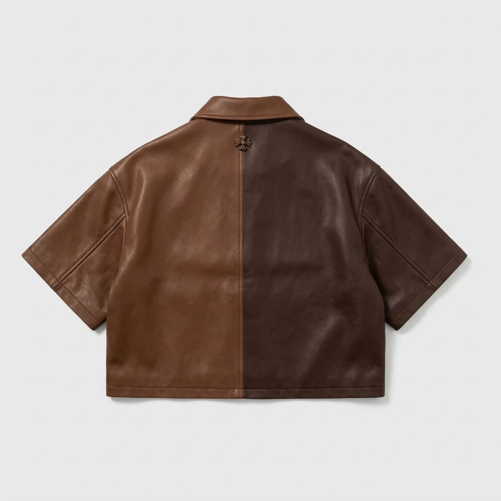 Sowachi Mike: Men's Brown Oversized Leather Shirt Jacket