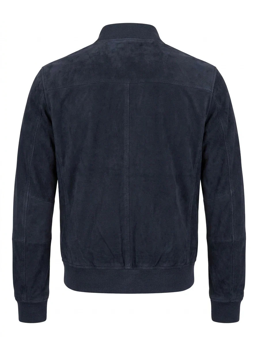 Sowachi Men’s Charcoal Navy Blue Suede Biker Jacket