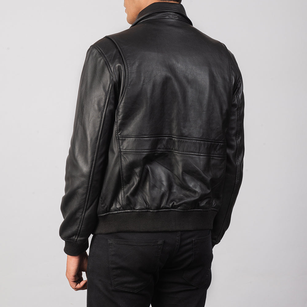 Sowachi Coffmen Black A2 Leather Bomber Jacket
