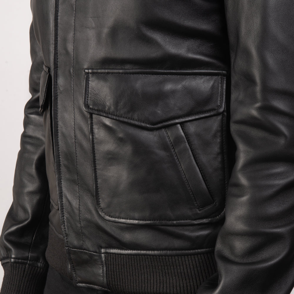 Sowachi Coffmen Black A2 Leather Bomber Jacket