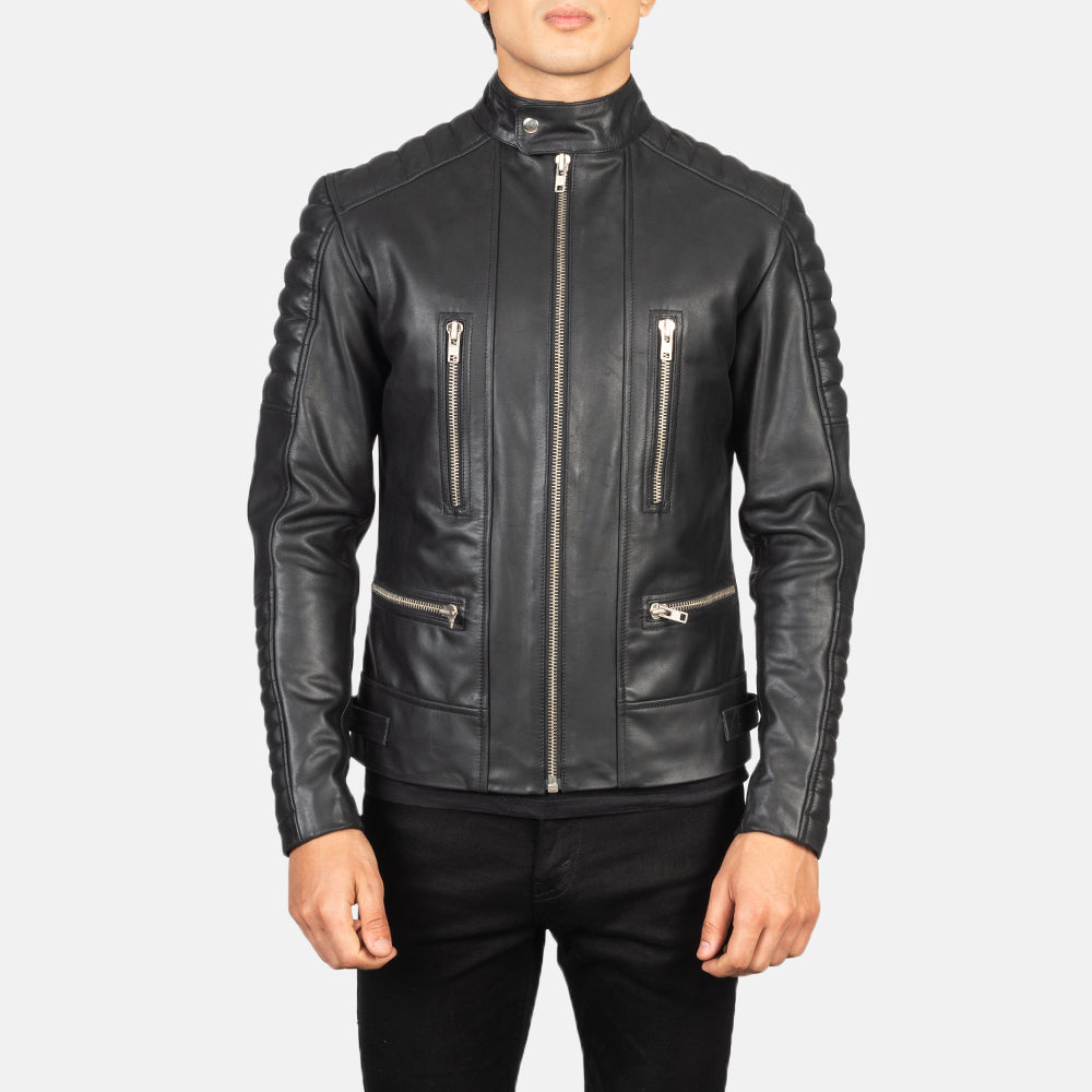Sowachi Damian Black Leather Biker Jacket