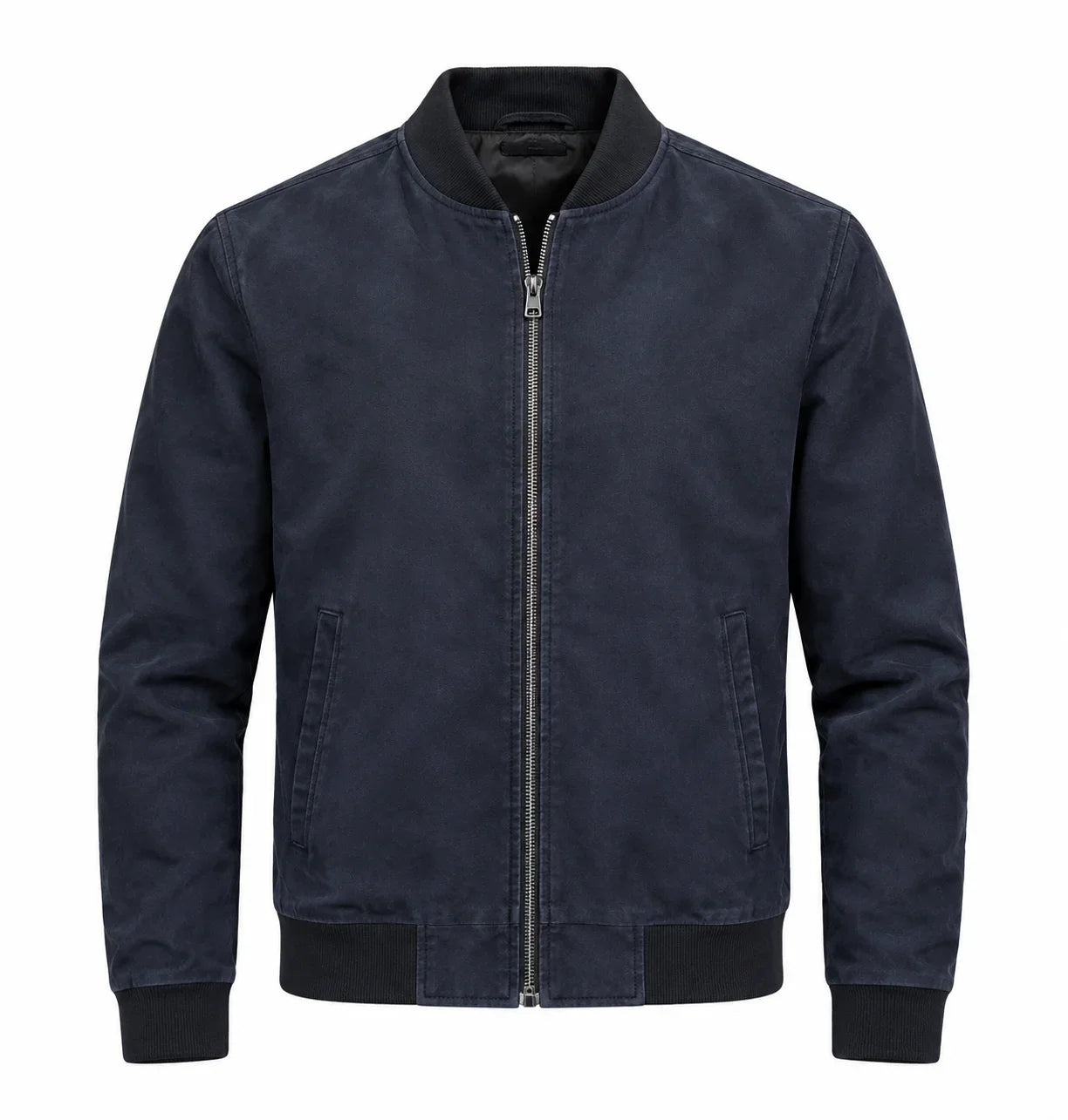Sowachi Men's Dark Blue Suede Leather Jacket