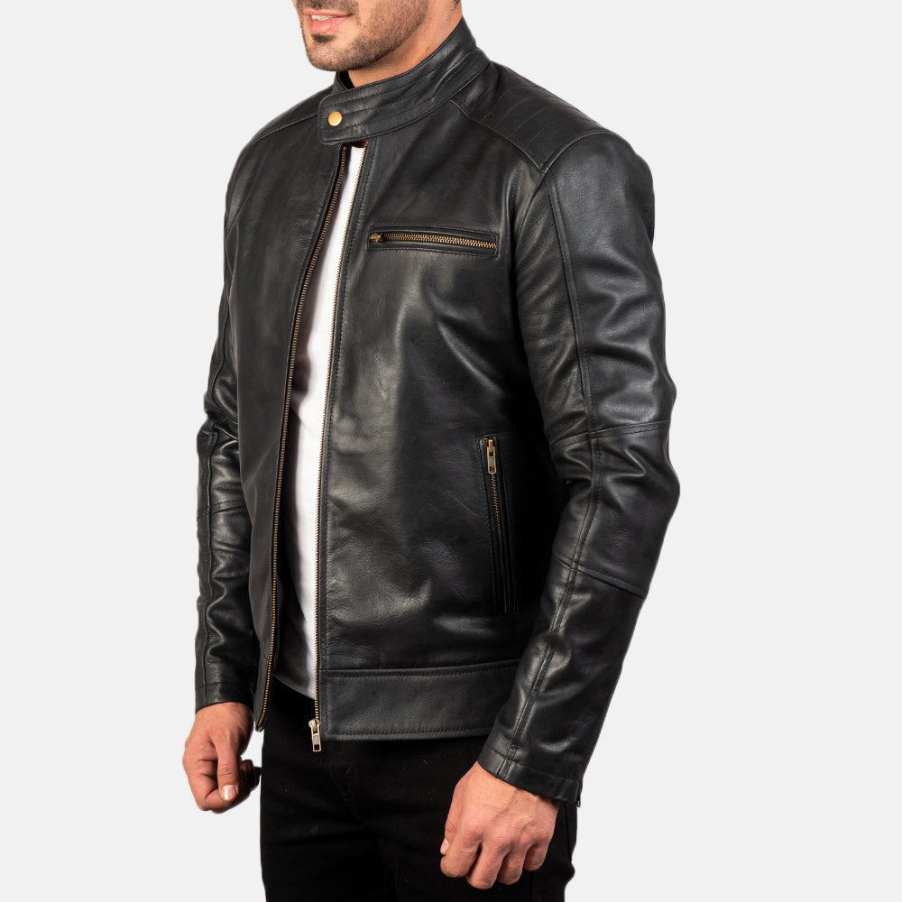 Sowachi Dean Black Leather Biker Jacket