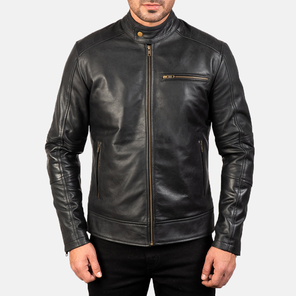 Sowachi Dean Black Leather Biker Jacket
