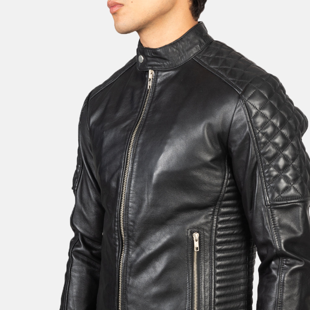 Sowachi Fernando Quilted Black Leather Biker Jacket