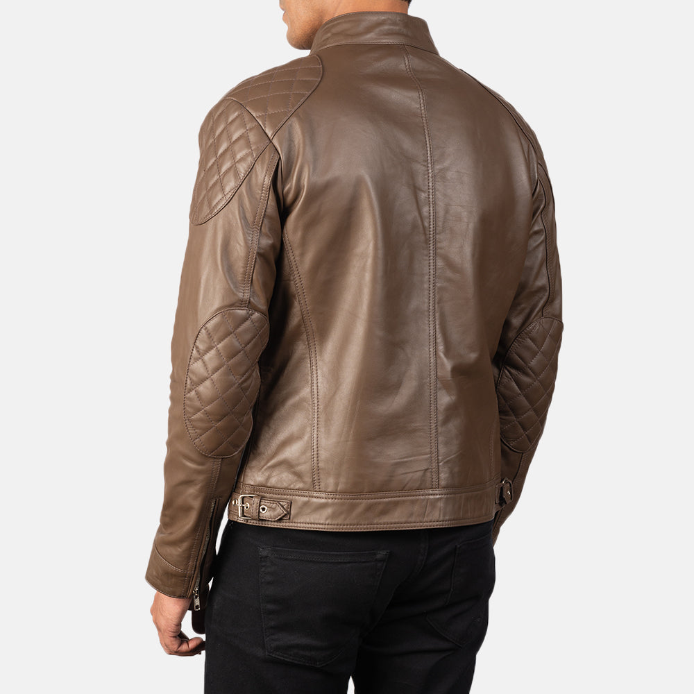 Sowachi Gatsby Mocha Leather Biker Jacket