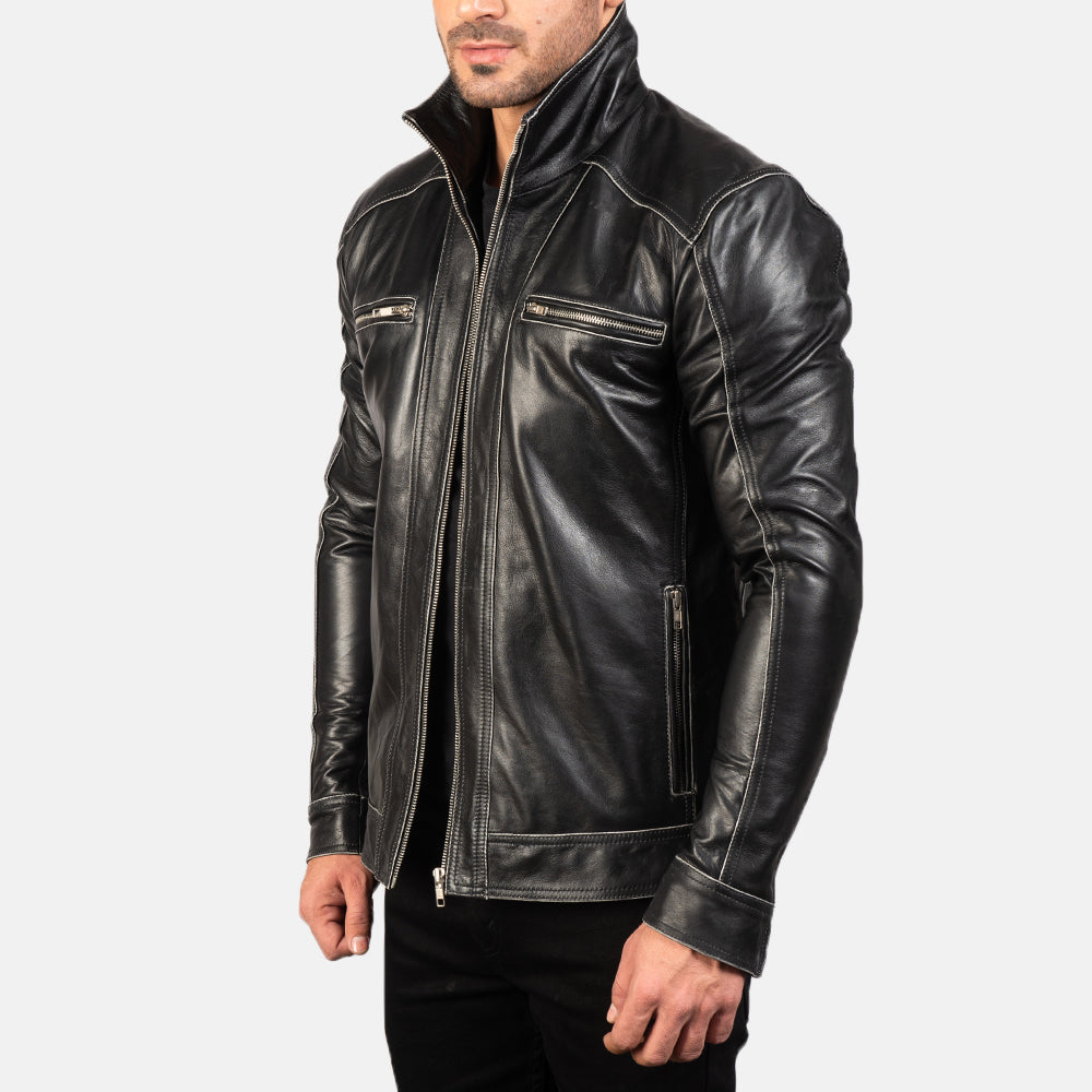Sowachi Hudson Black Leather Biker Jacket