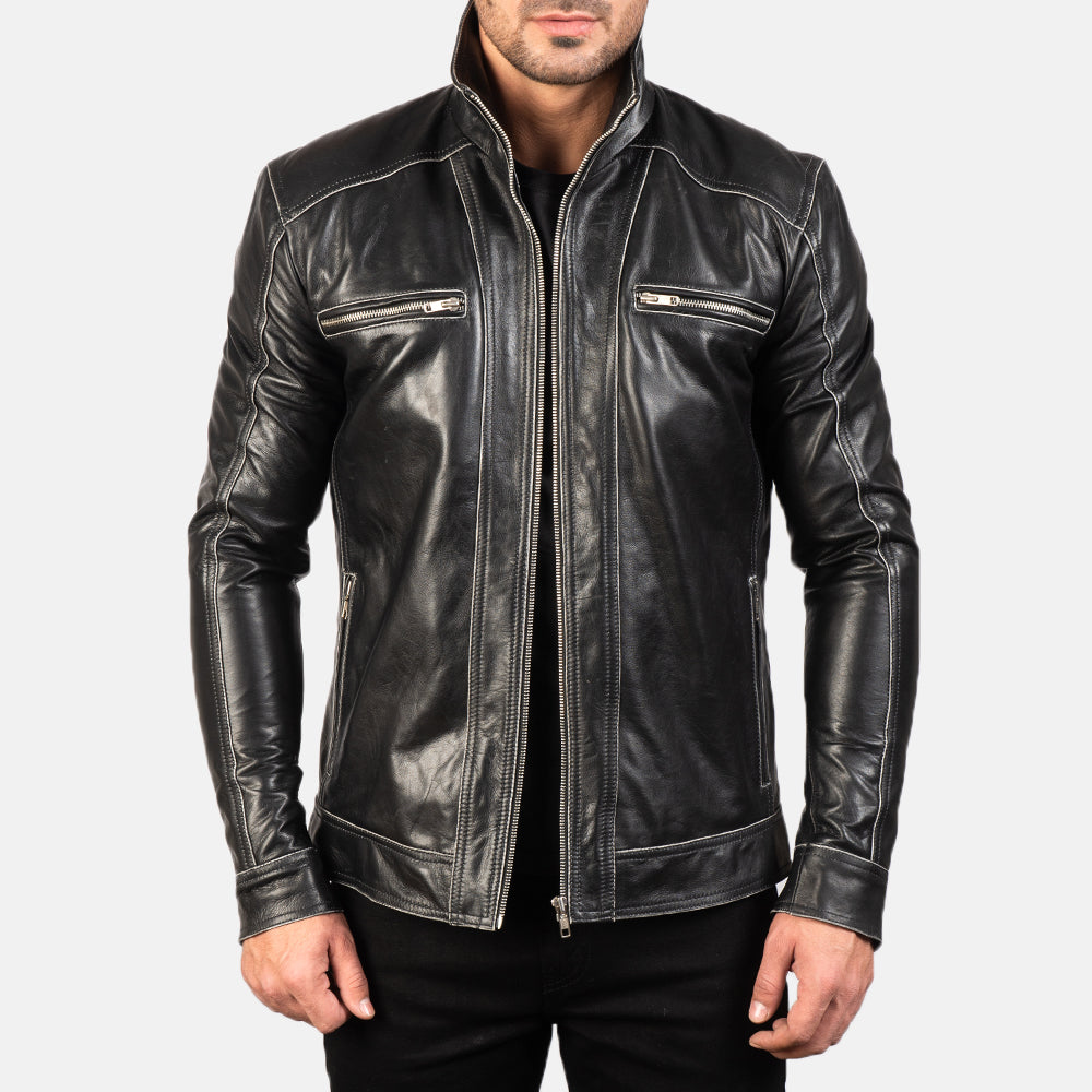Sowachi Hudson Black Leather Biker Jacket