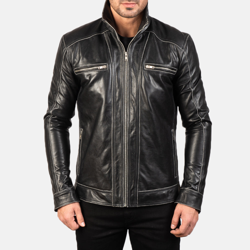 Sowachi Hudson Black Leather Biker Jacket