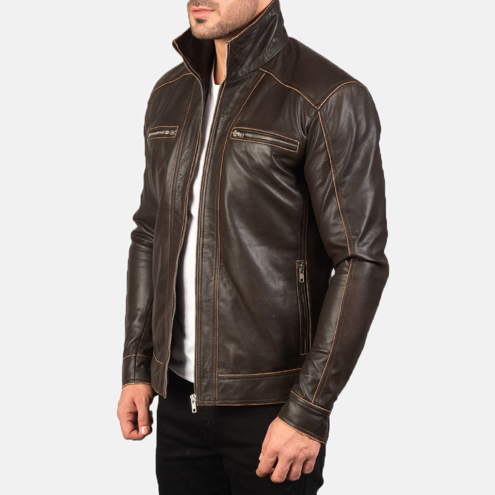 Sowachi Hudson Brown Leather Biker Jacket