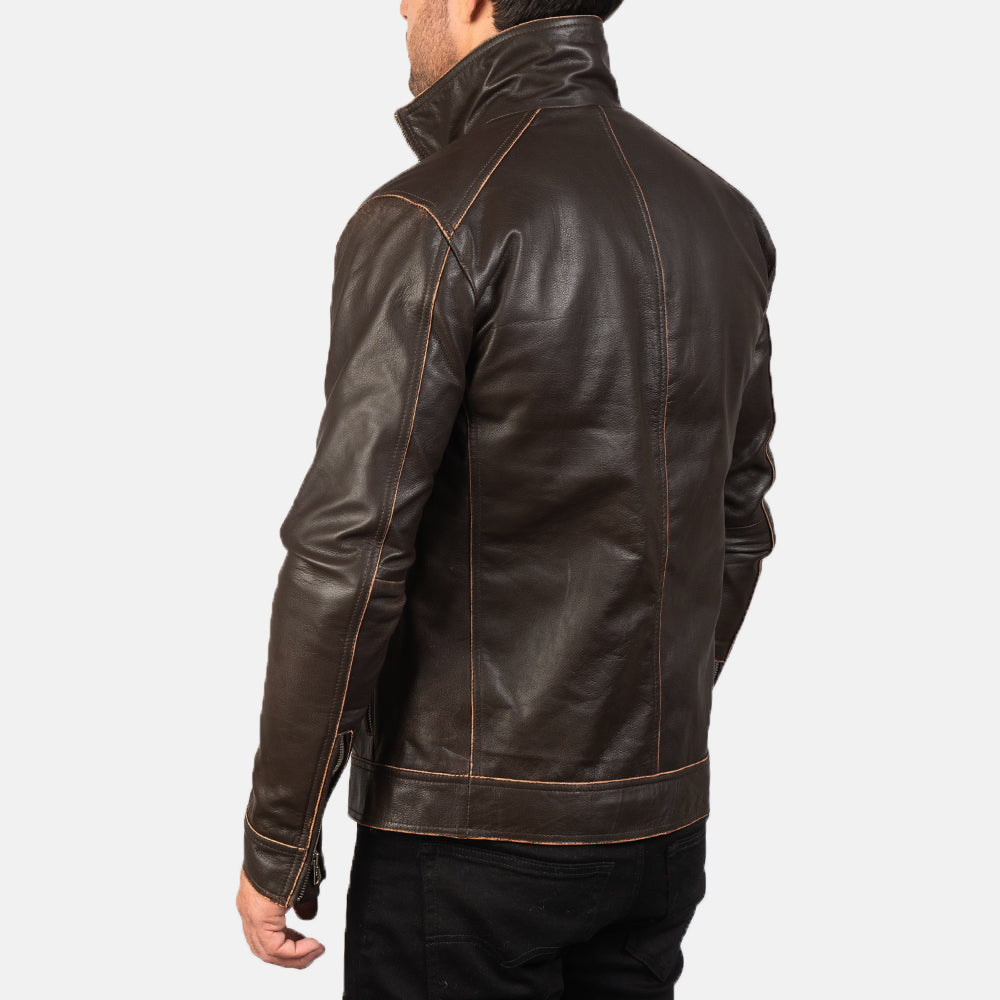 Sowachi Hudson Brown Leather Biker Jacket