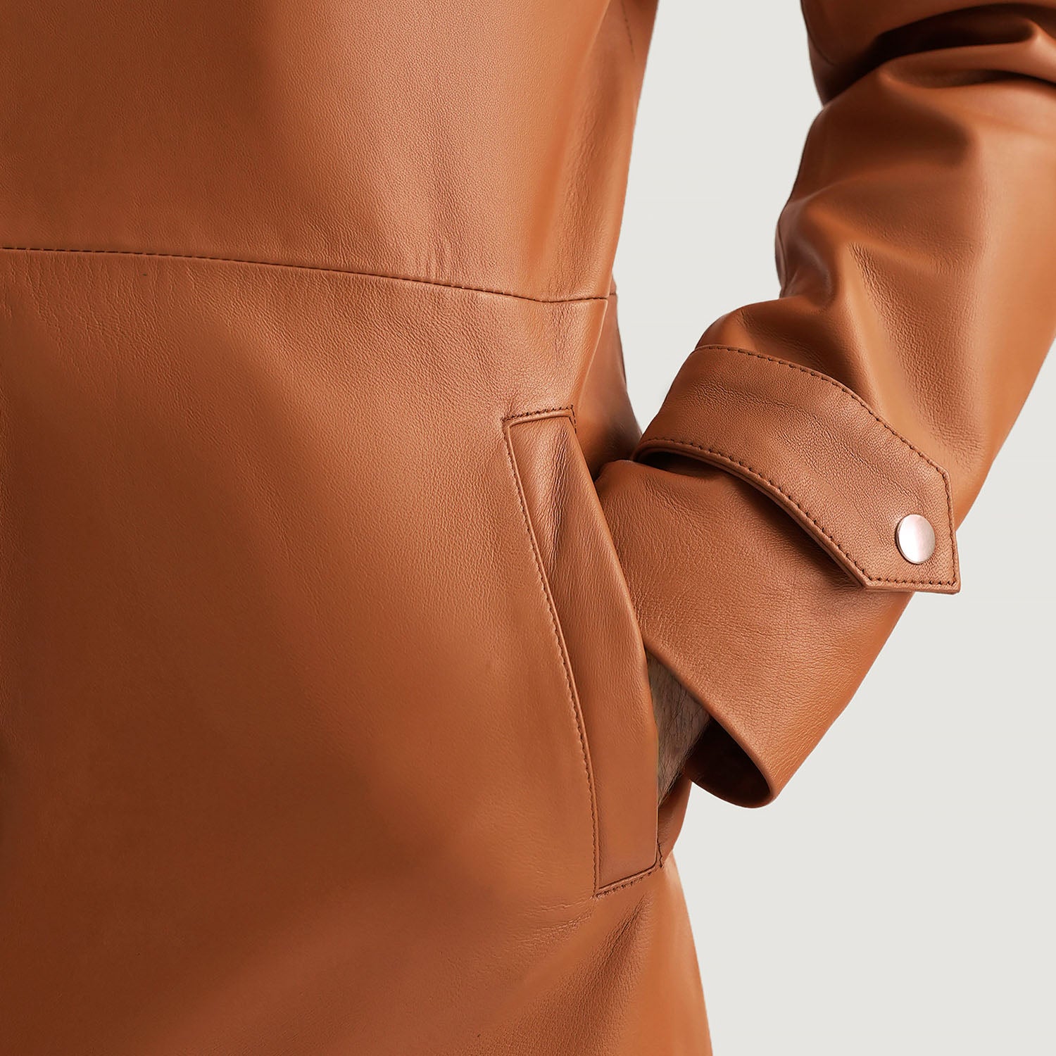 Sowachi Infinity Tan Brown Leather Coat