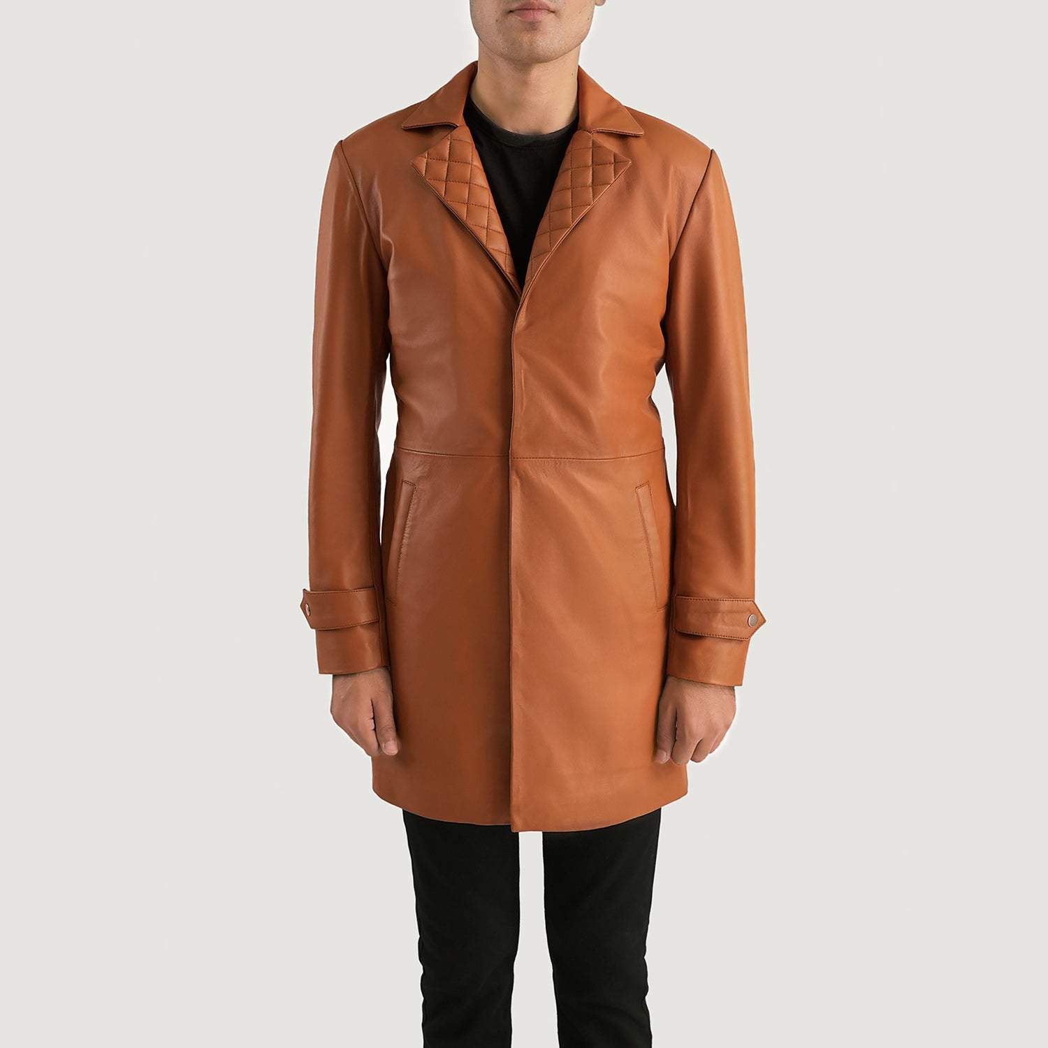 Sowachi Infinity Tan Brown Leather Coat