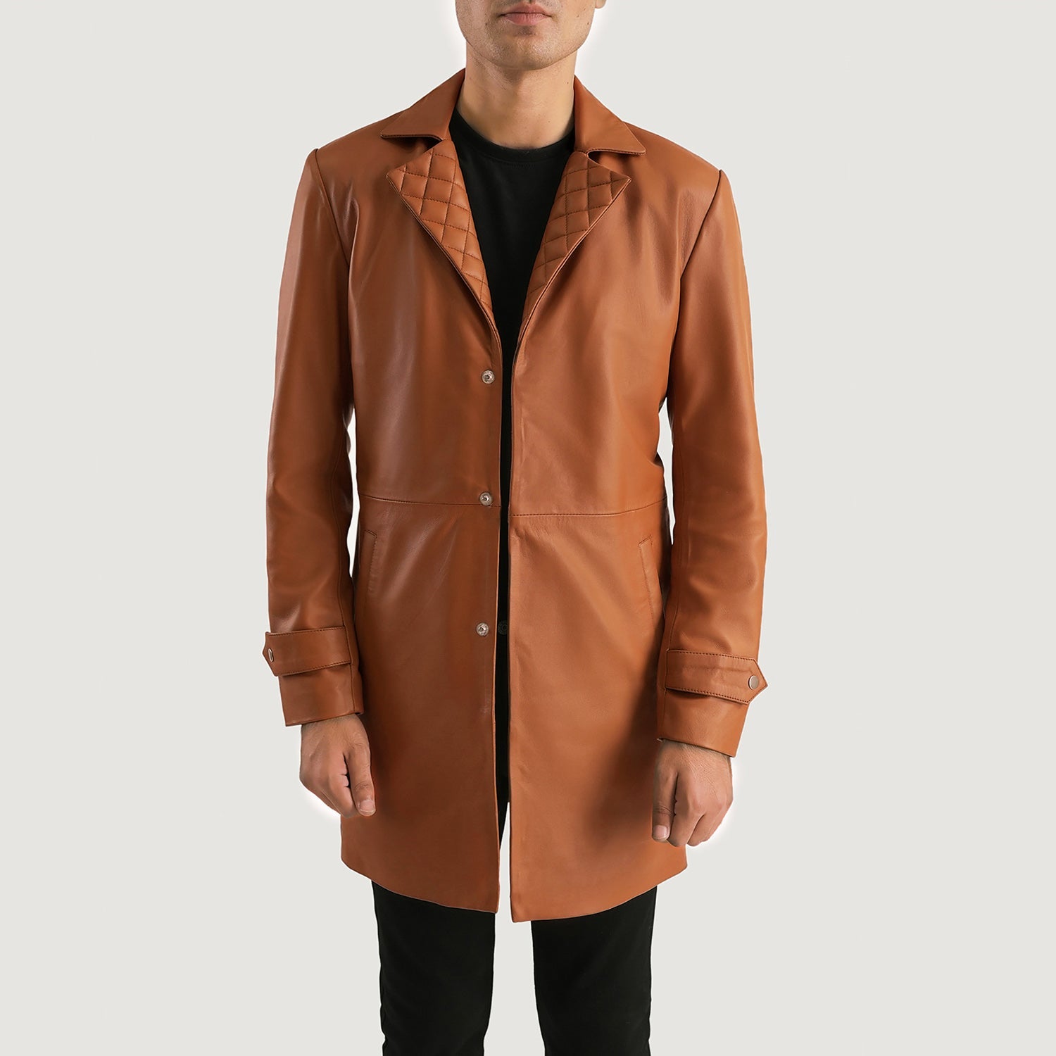 Sowachi Infinity Tan Brown Leather Coat