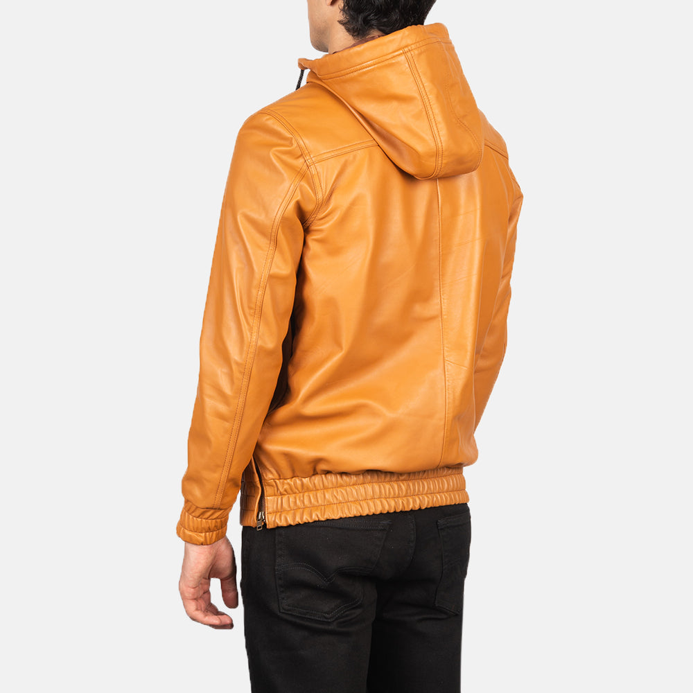 Sowachi Kenton Hooded Brown Leather Pullover Jacket