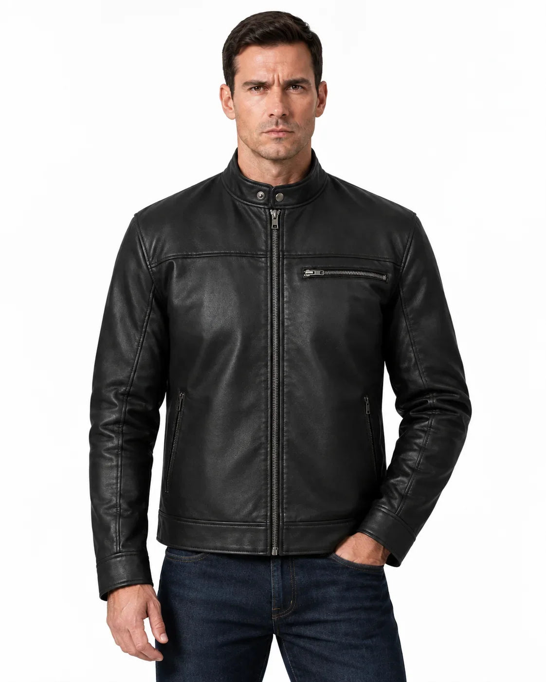 Sowachi Damian - Men's Black Biker Style  Leather  Jacket