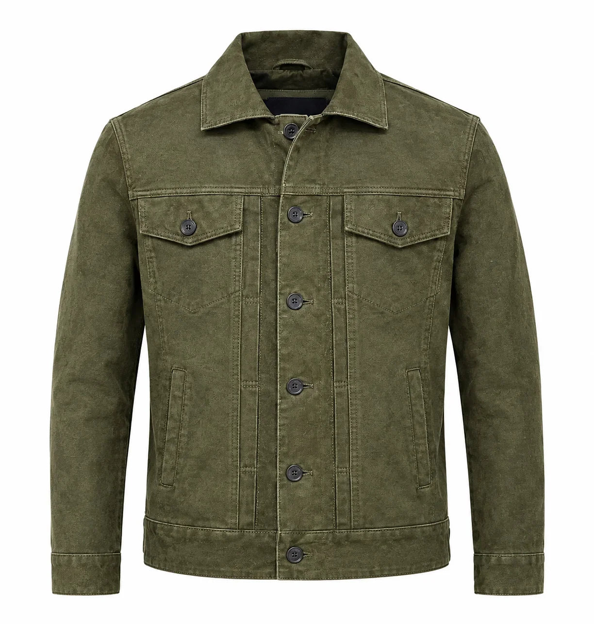 Sowachi Men's Olive Green Suede Leather Classic Bomber Jacket