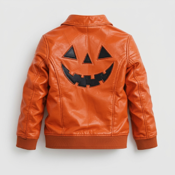 Sowachi Men's Orange Halloween Sheepskin Leather Jacket