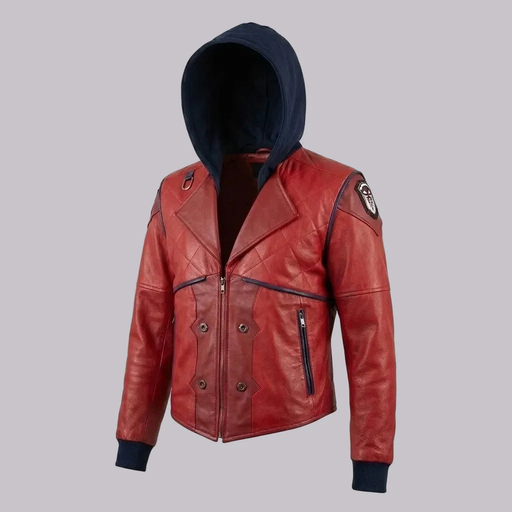 Sowachi Men's Red Sheepskin Animated Series Inspired Leather Jacket