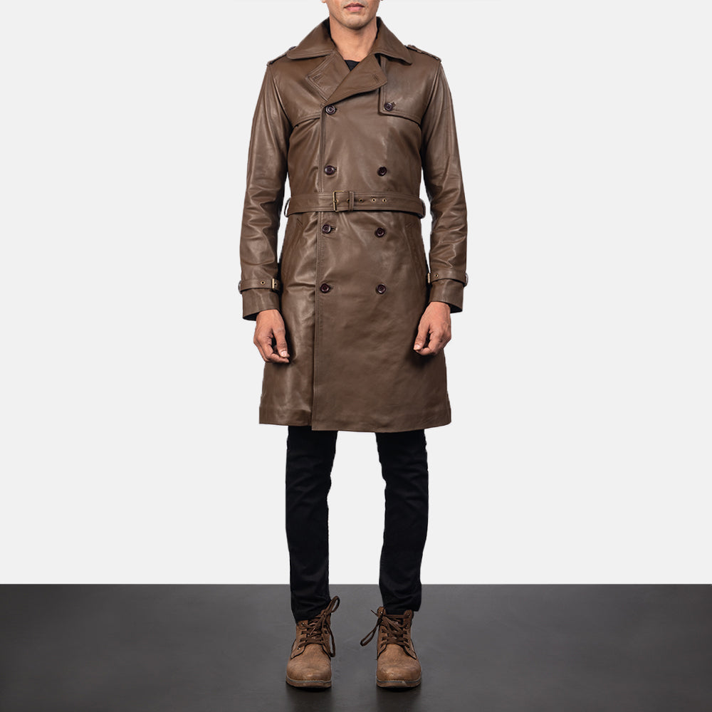 Sowachi Royson Brown Leather Duster Coat