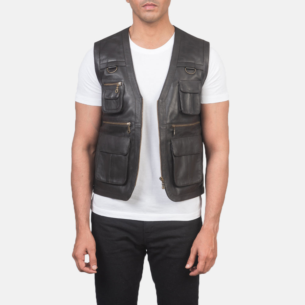 Sowachi Safari Brown Leather Vest