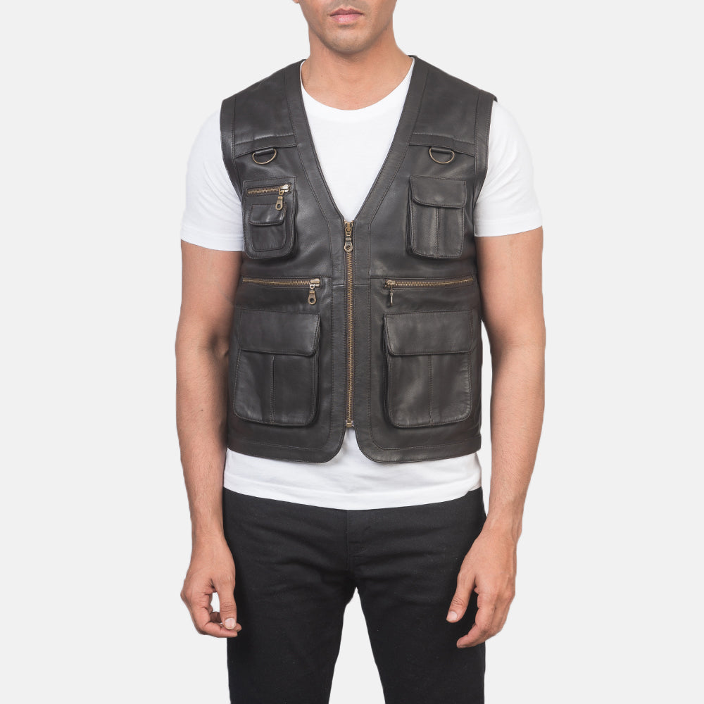 Sowachi Safari Brown Leather Vest