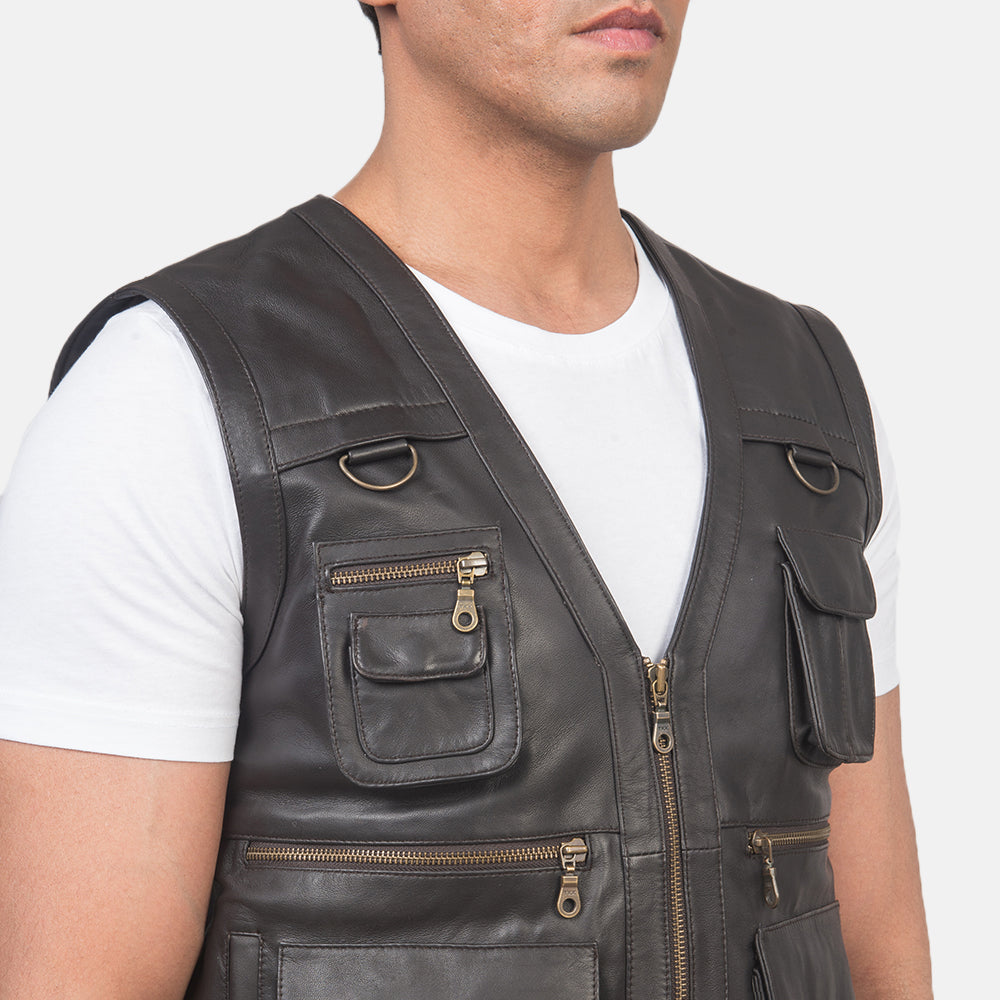 Sowachi Safari Brown Leather Vest