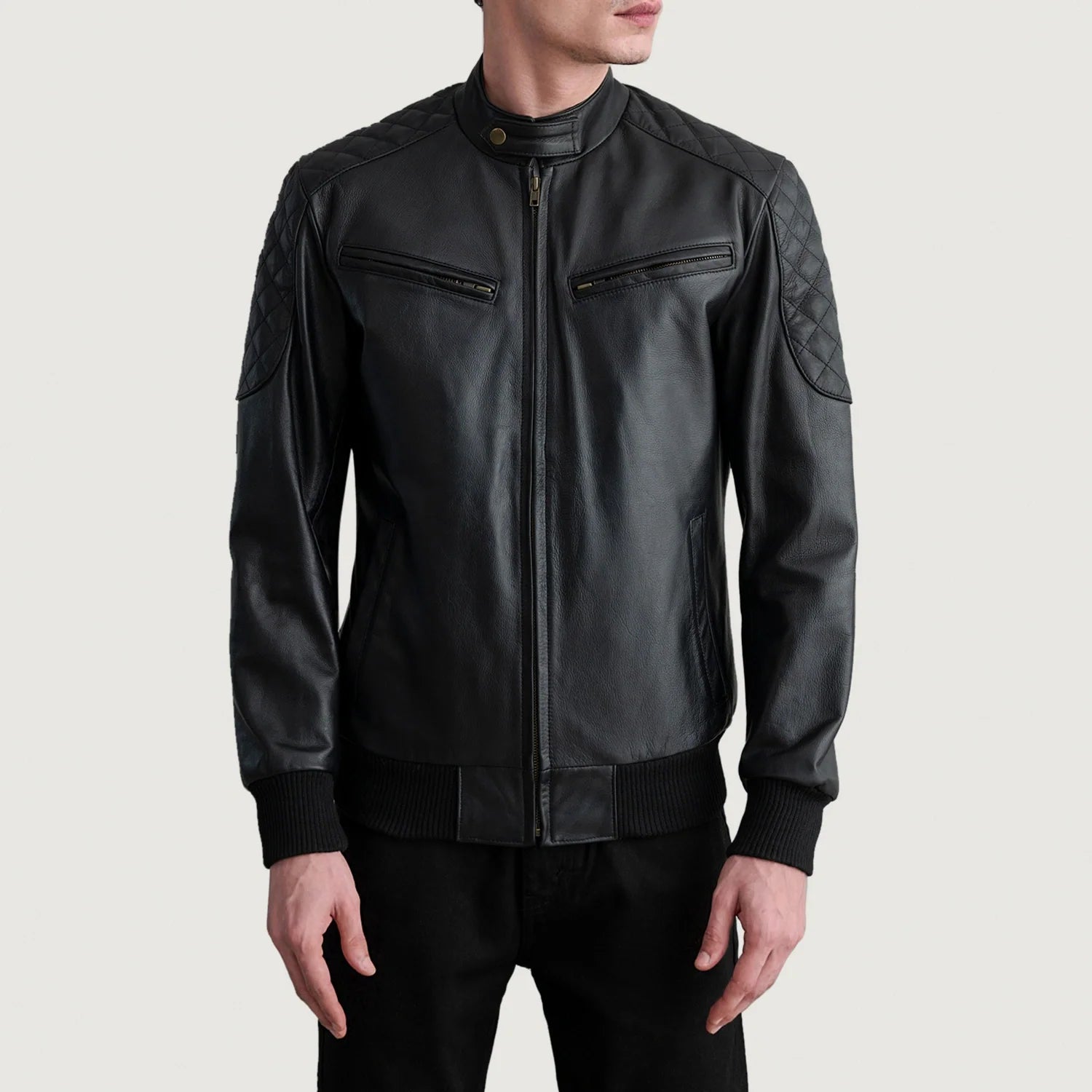 Sowachi Sven Black Leather Bomber Jacket
