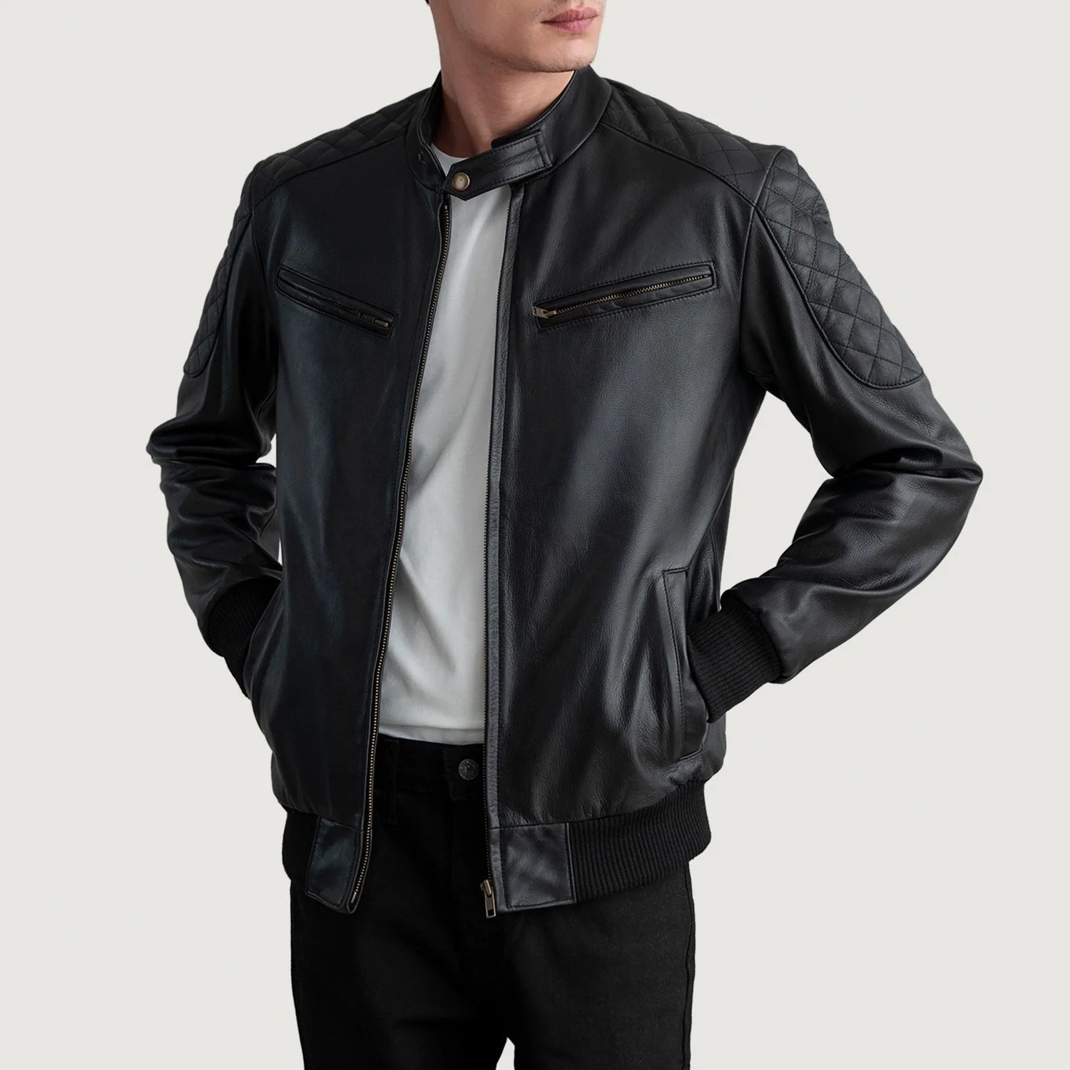 Sowachi [FS] Sven Black Leather Bomber Jacket