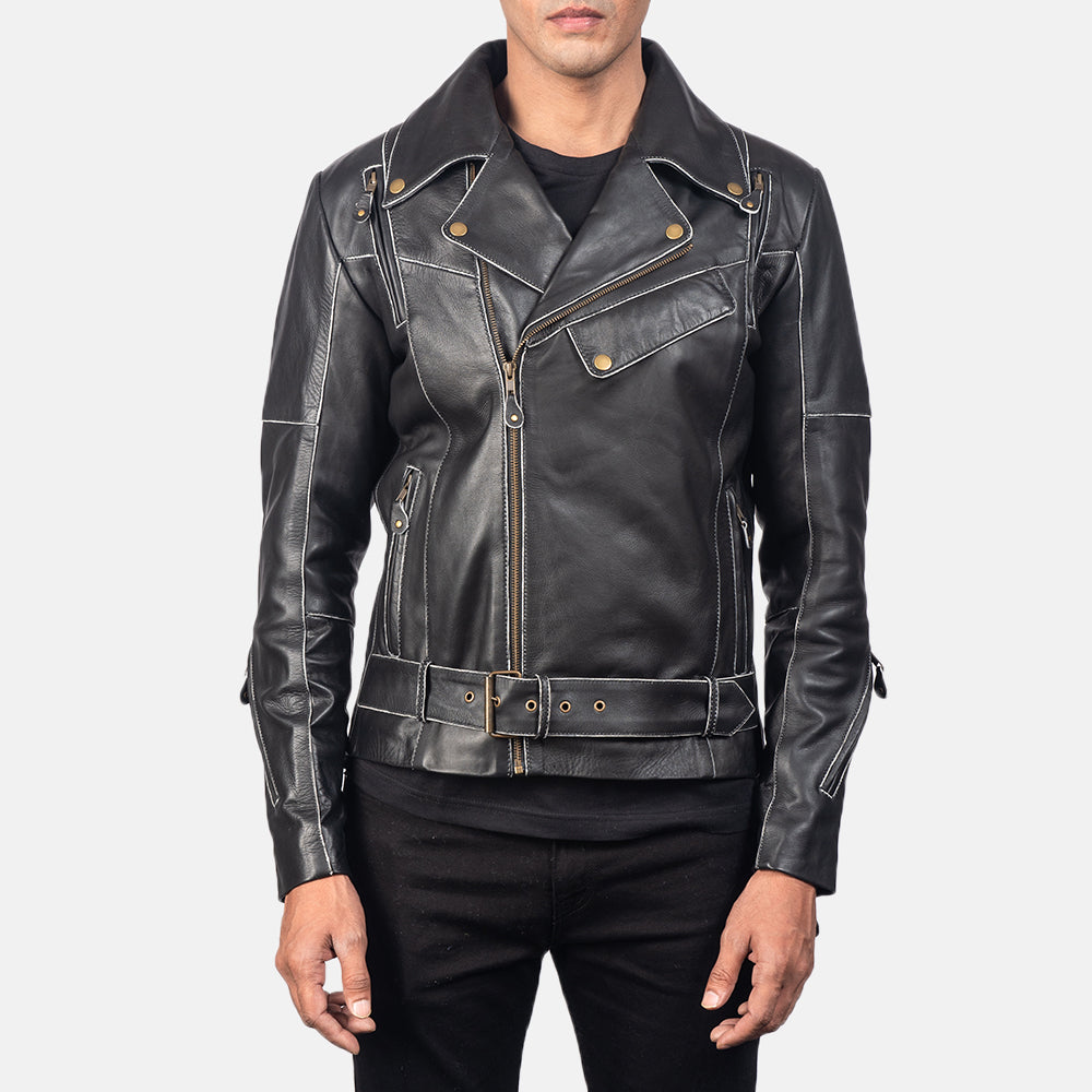 Sowachi Vincent Black Leather Biker Jacket