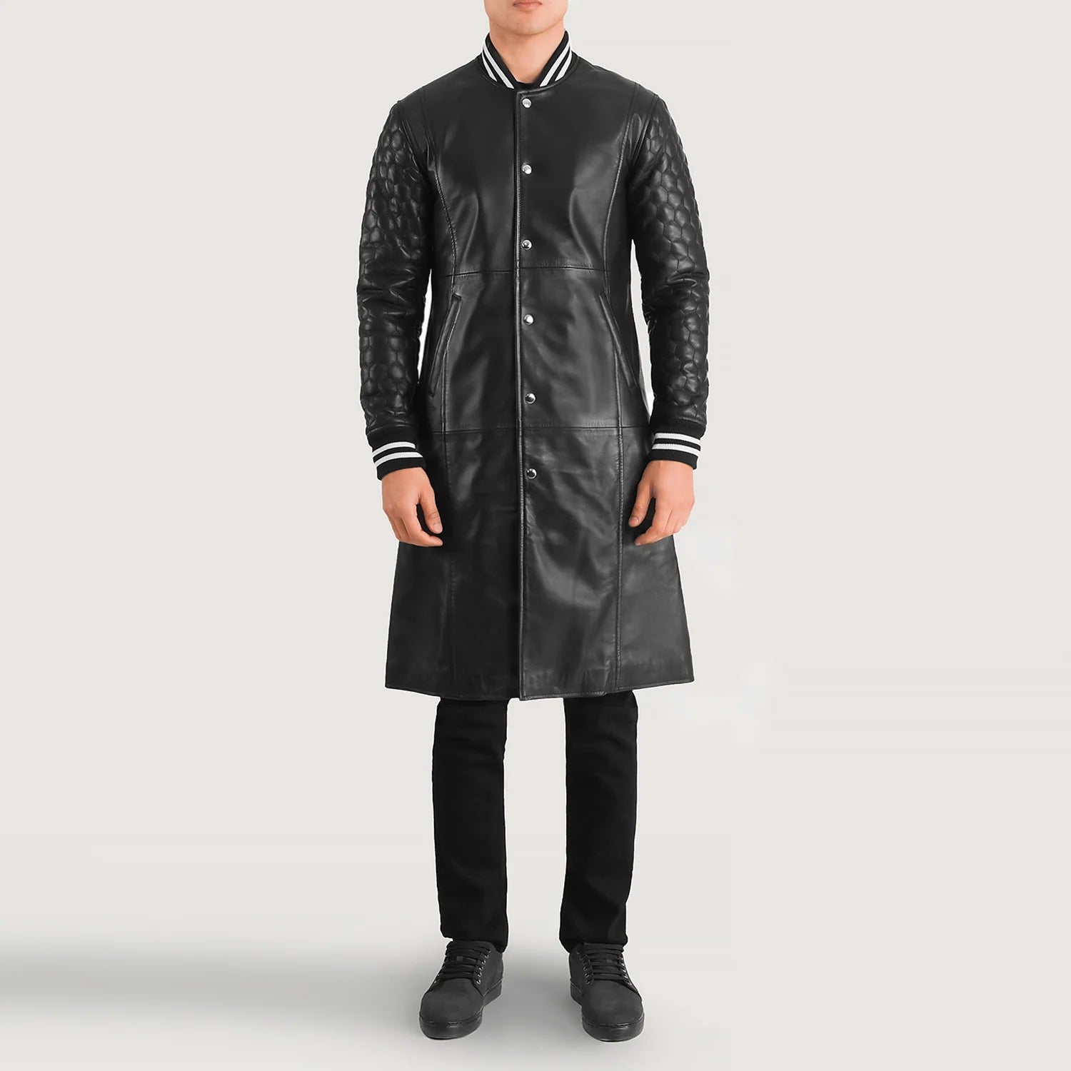 Sowachi Wilde Black Leather Varsity Coat