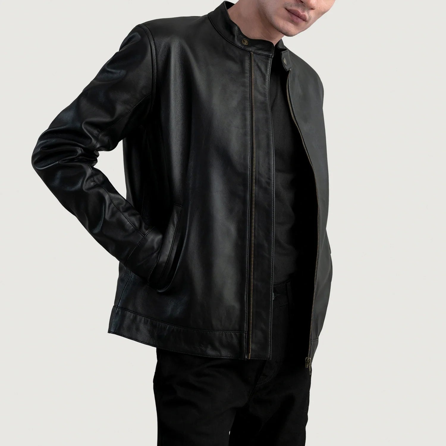 Sowachi Zen Black Leather Biker Jacket