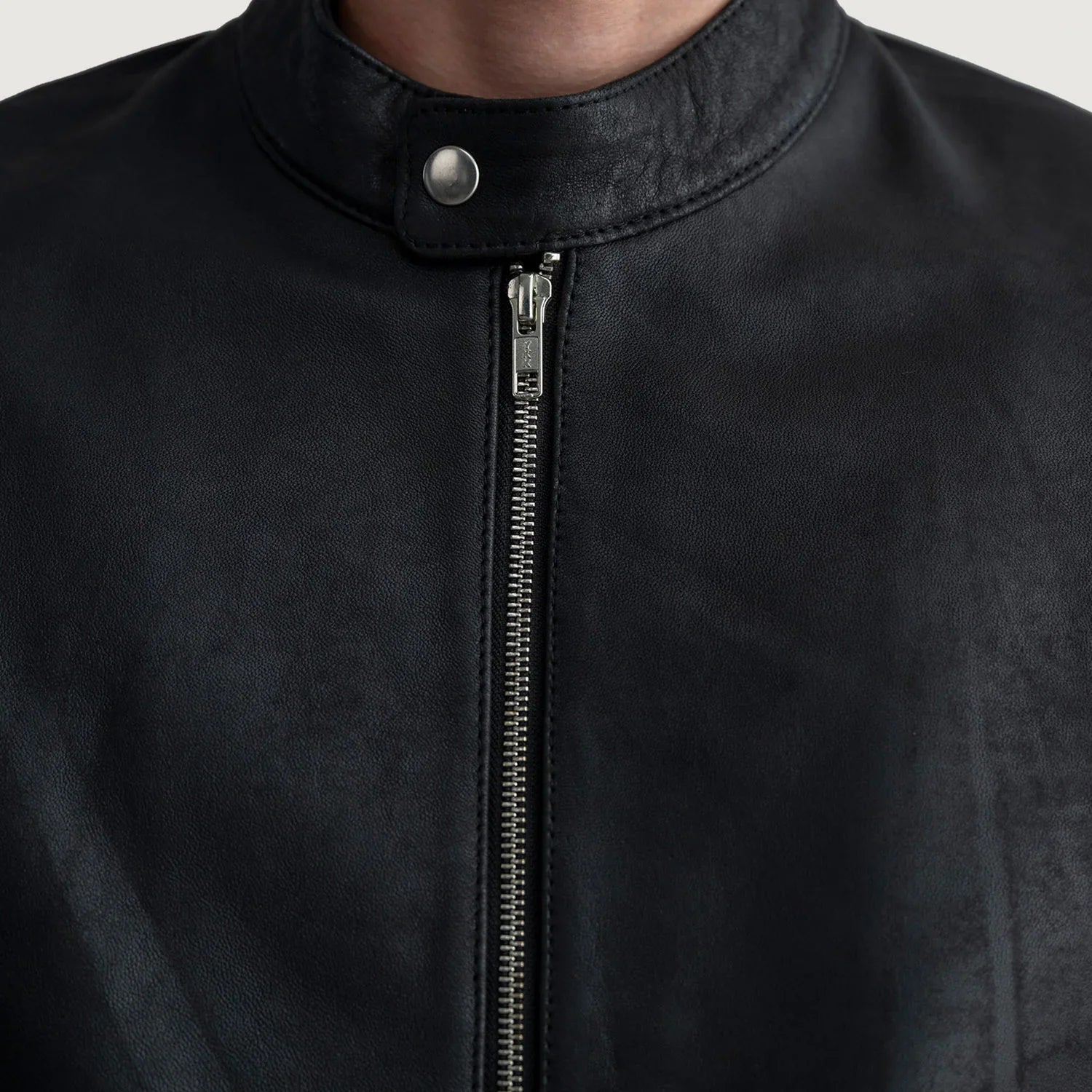 Sowachi Zen Tumbled Black Leather Biker Jacket
