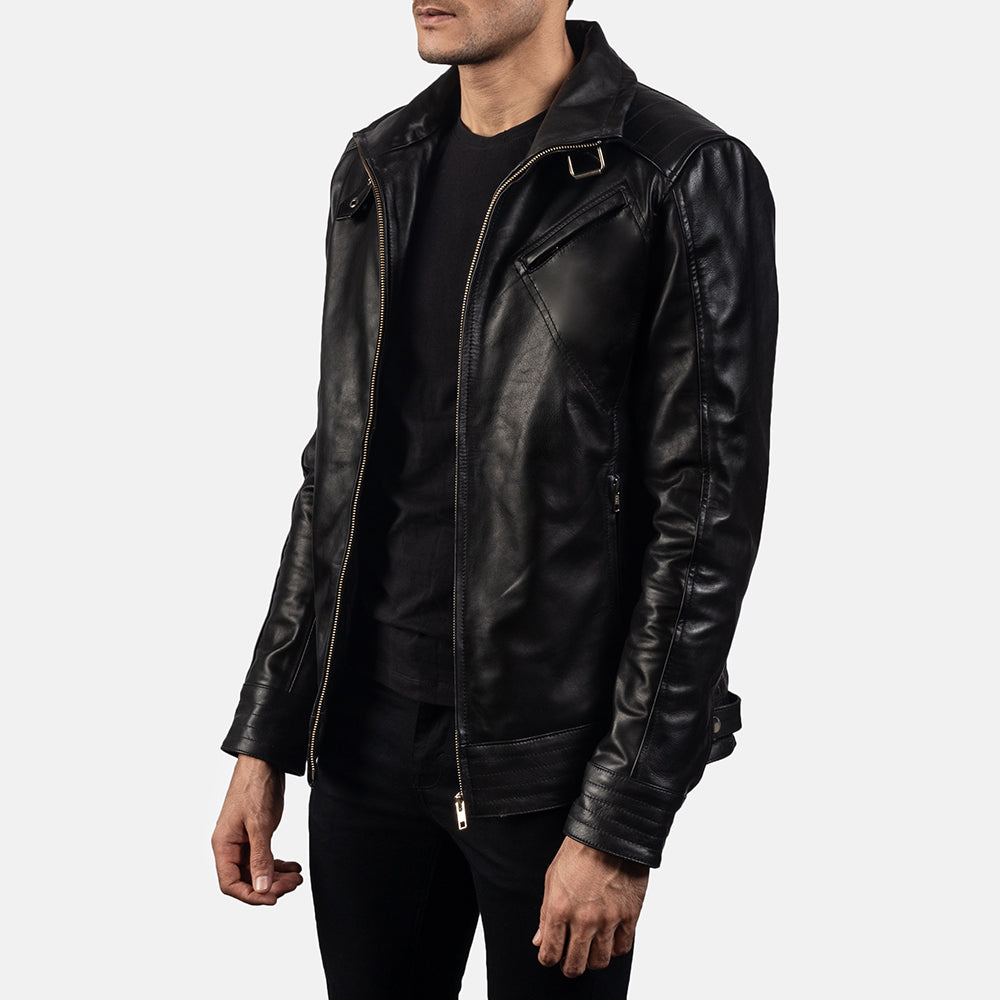 Sowachi Legacy Black Leather Biker Jacket