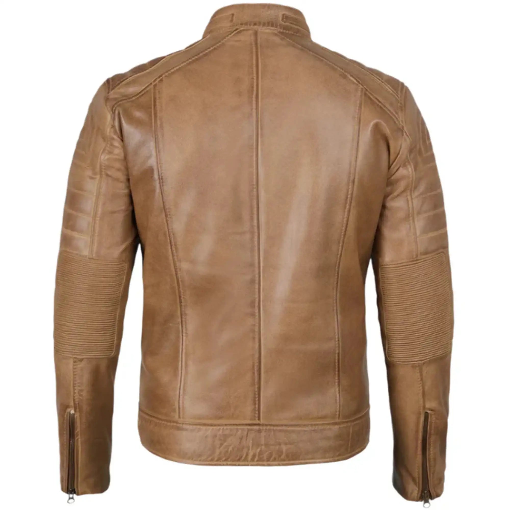 Sowachi Rovian - Men's Distressed Tan Brown Cafe Racer Real Leather Jacket