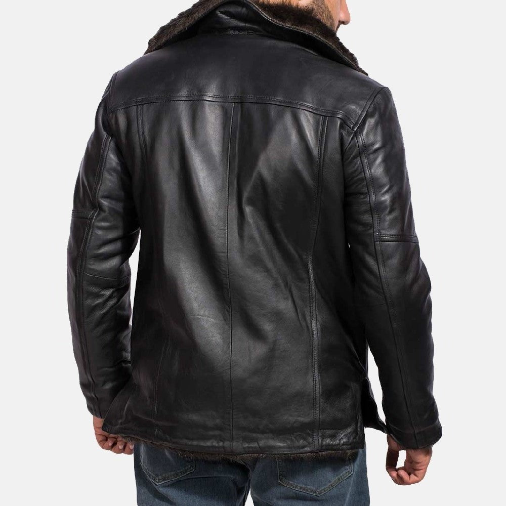 Sowachi Furcliff Black Leather Coat