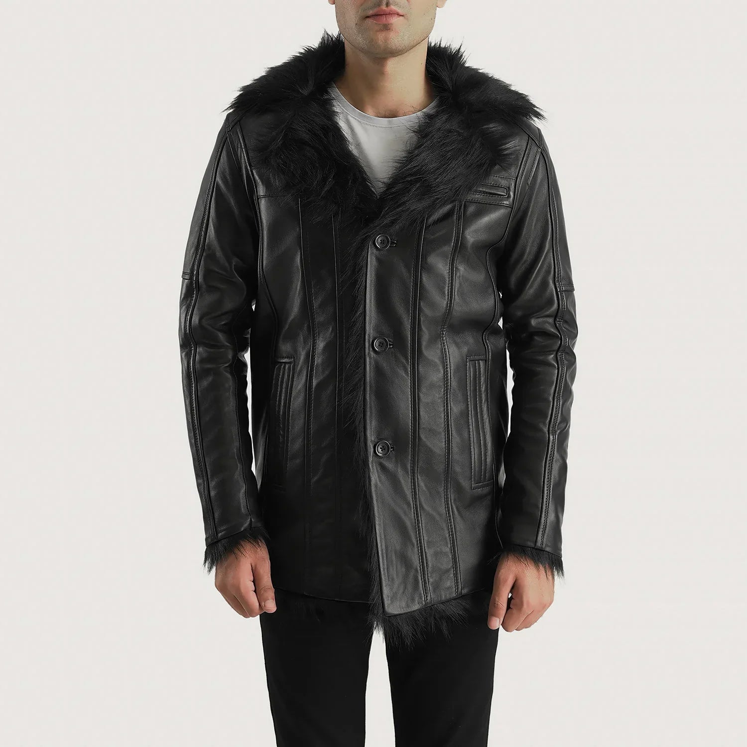 Sowachi [FS] Furcliff Black Leather Coat