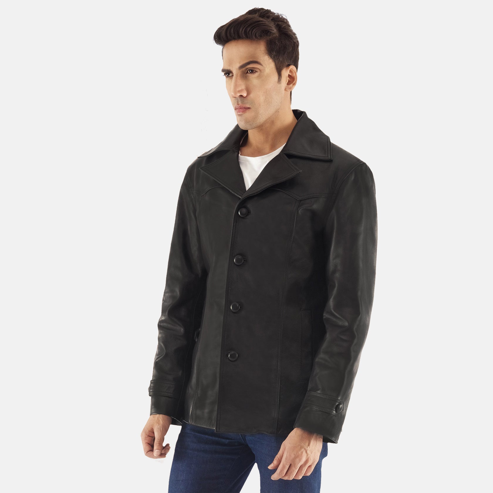 Sowachi Leo Black Leather Coat