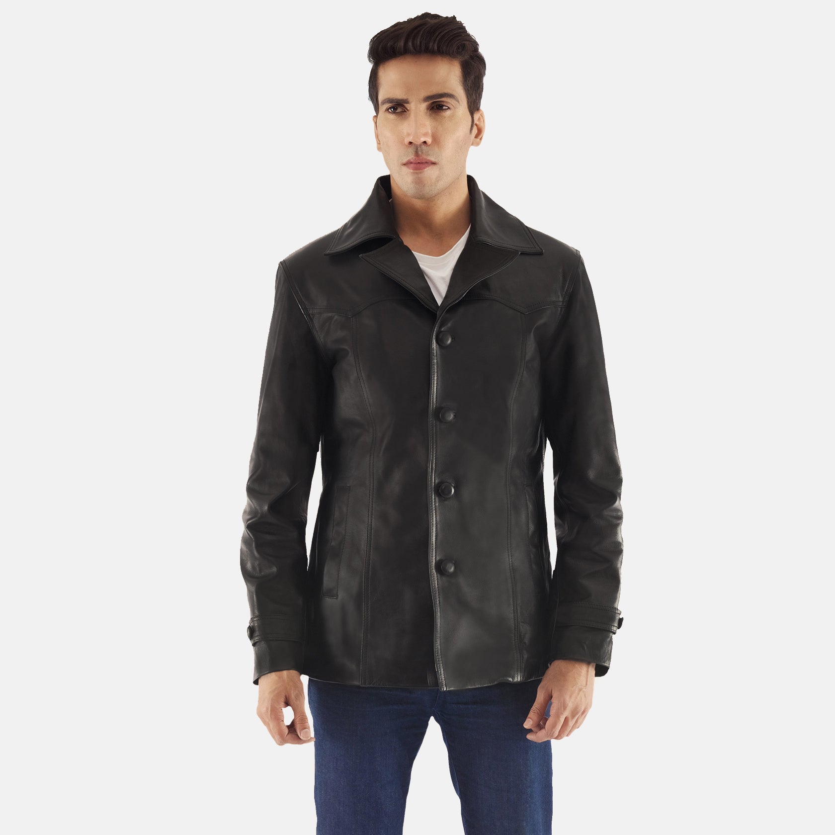 Sowachi Leo Black Leather Coat