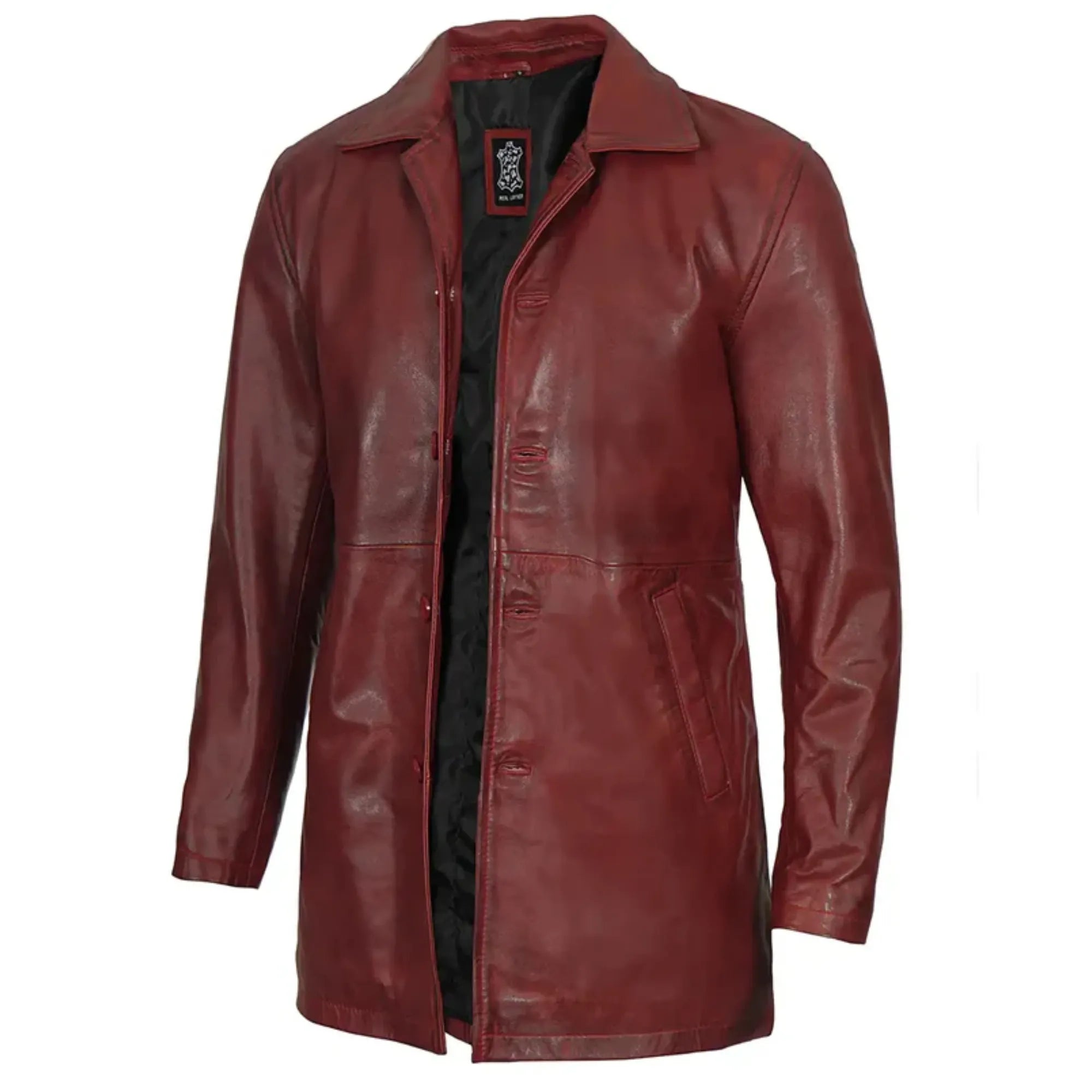 Sowachi Loid - Men's Maroon Real Leather Car Coat