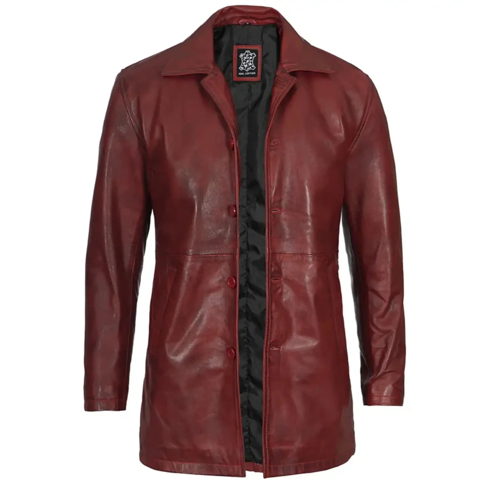 Sowachi Loid - Men's Maroon Real Leather Car Coat