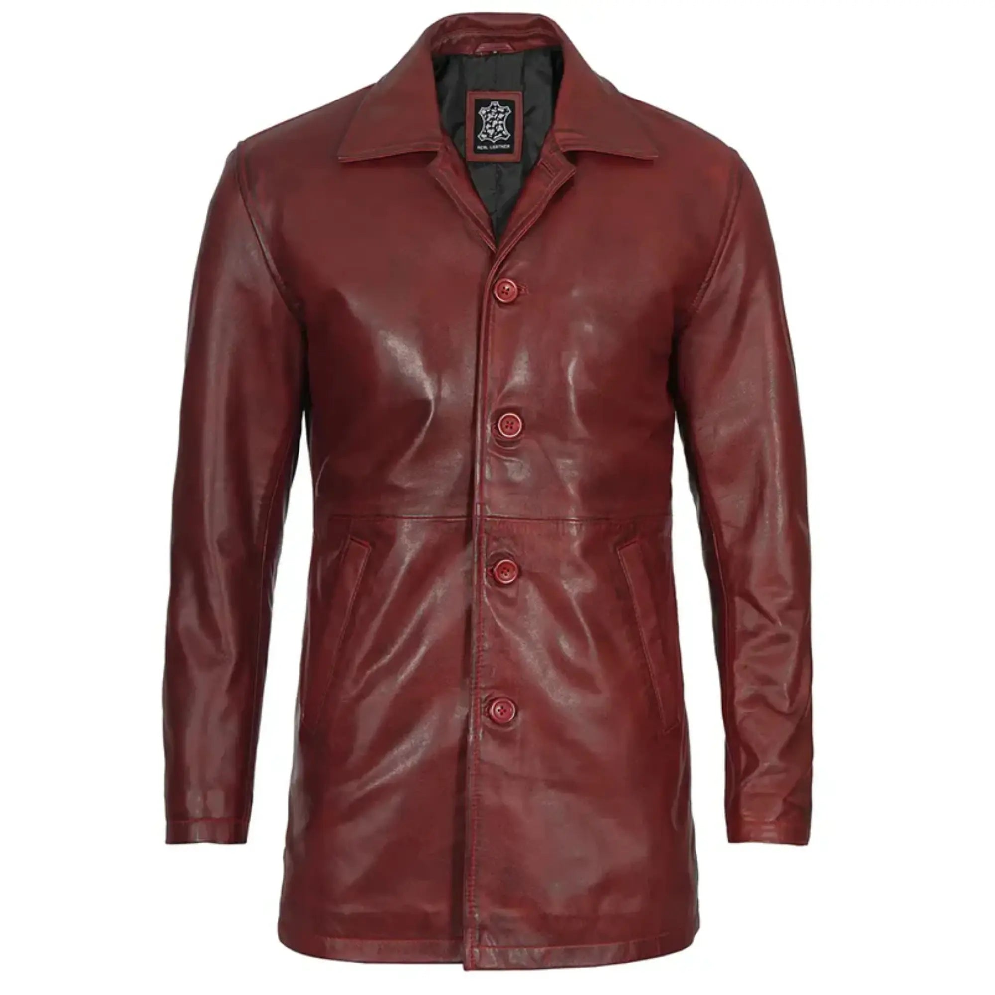 Sowachi Loid - Men's Maroon Real Leather Car Coat