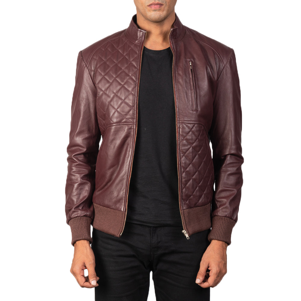 Sowachi Moda Maroon Leather Bomber Jacket