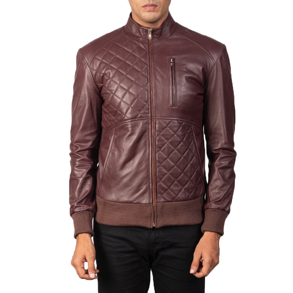 Sowachi Moda Maroon Leather Bomber Jacket