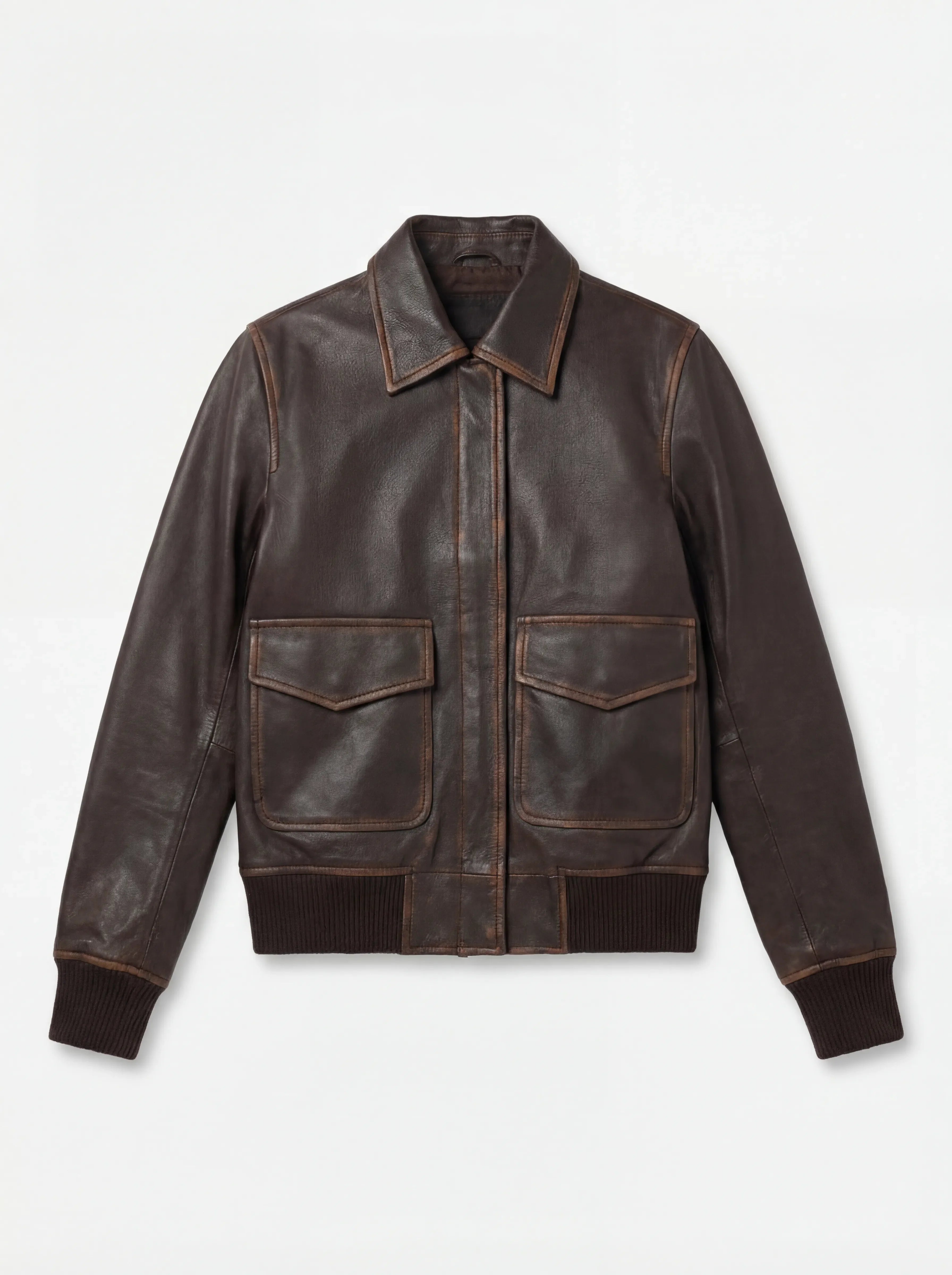 Sowachi Westa A-2 Brown Leather Bomber Jacket