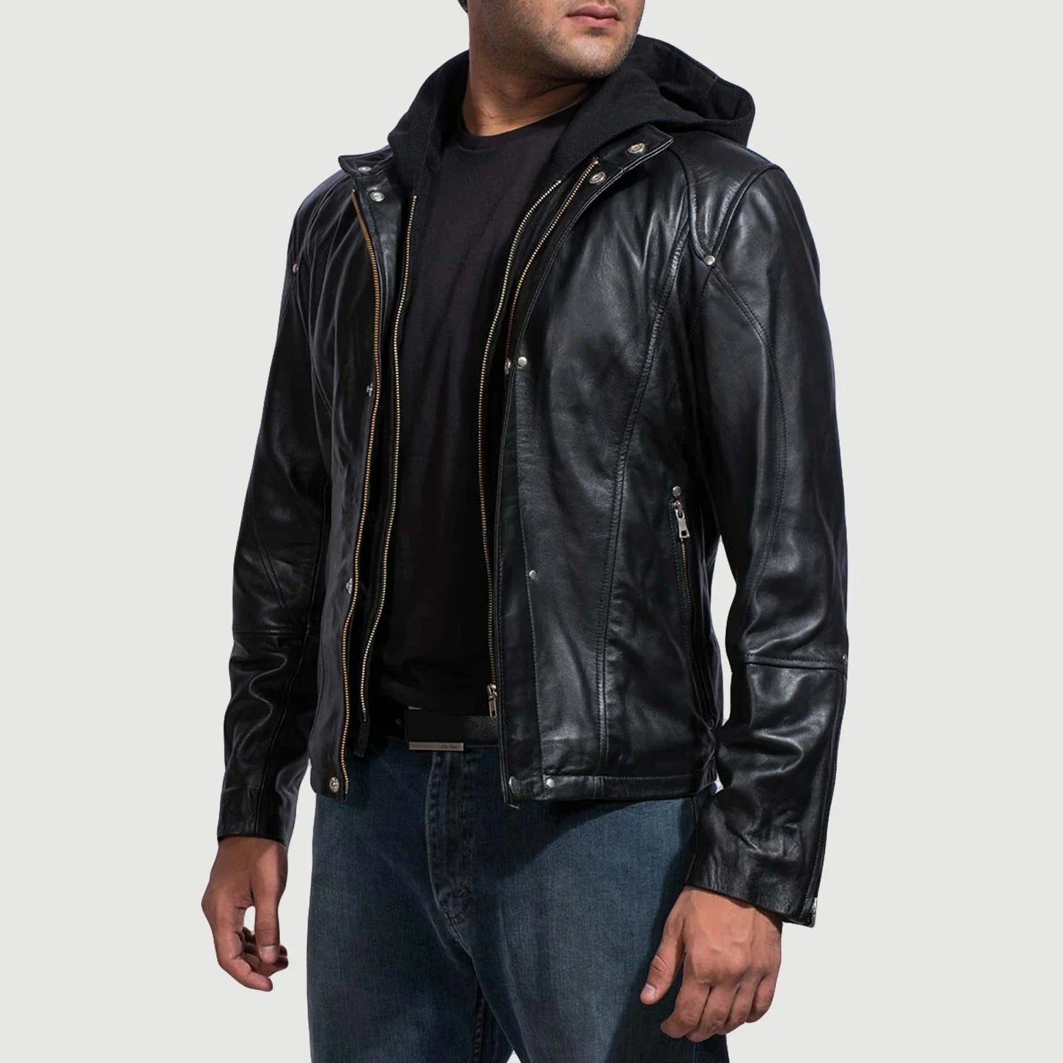 Sowachi[FS] Highschool Black Hooded Leather Jacket
