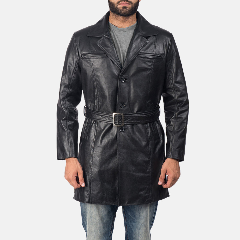 Sowachi Jordan Black Leather Coat