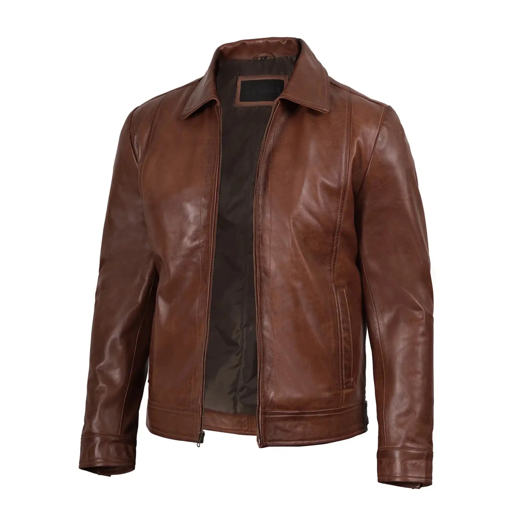Sowachi Men's Brown Harrington Leather Jacket