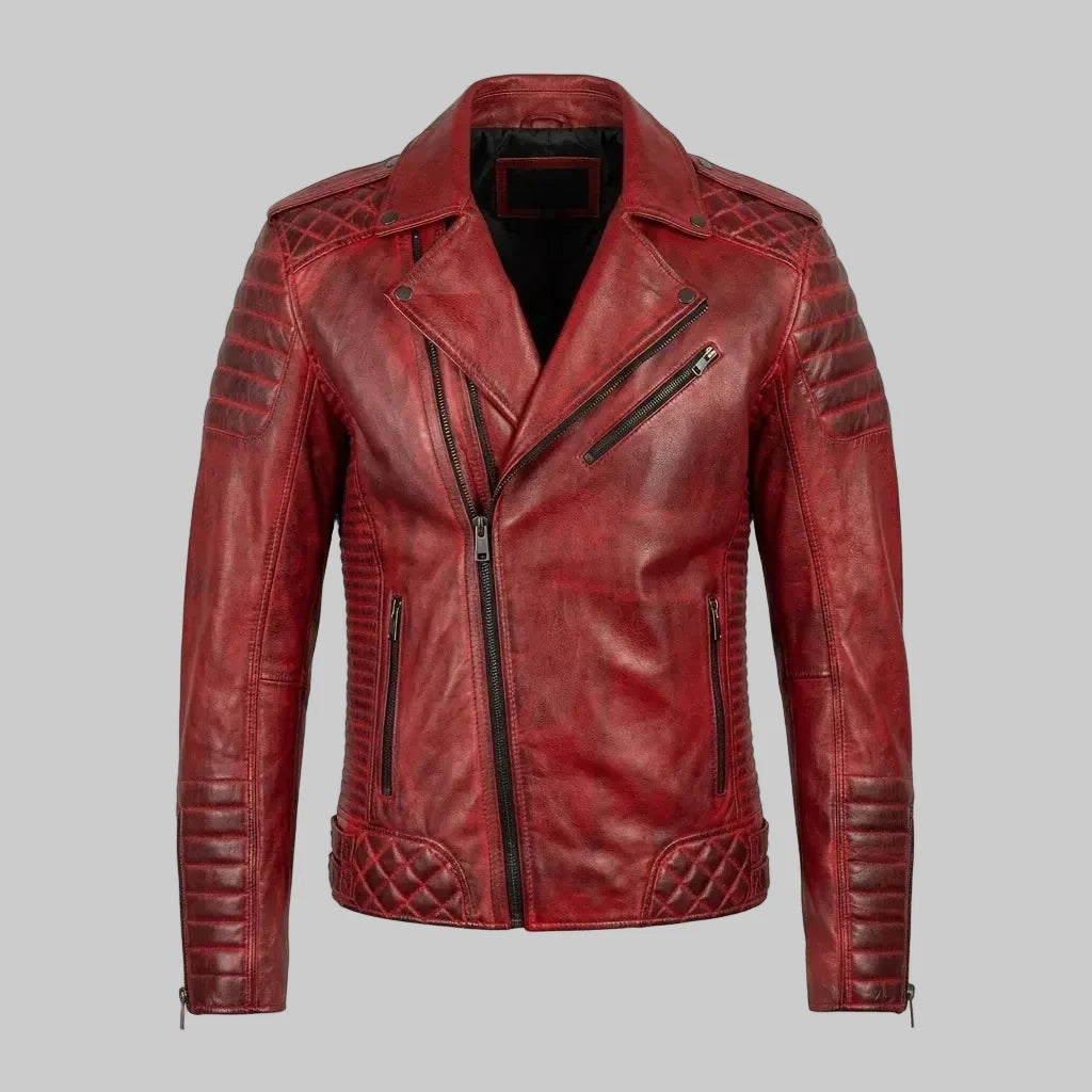 Sowachi Red Sheepskin Super-Hero Inspired Leather Jacket For Men